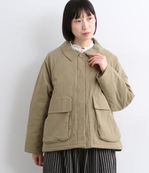 コットンナイロンワッシャーポケットコート(グレージュ-L)