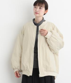 コットンナイロンワッシャーリブ付ブルゾン(アイボリー-L)