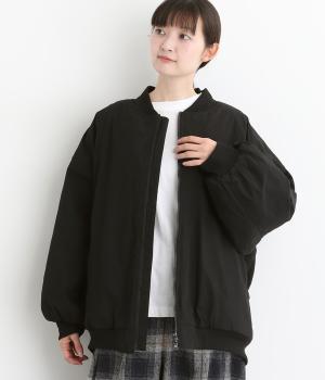 コットンナイロンワッシャーリブ付ブルゾン(クロ-L)