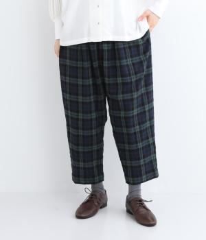 シャーリングテーパードパンツ(ブラックウォッチ-L)