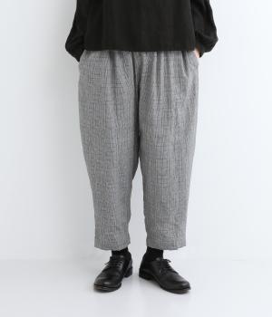 シャーリングテーパードパンツ(グレンチェック-L)