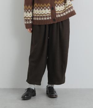 ヘリンボーンタックパンツ(ブラウン-L)