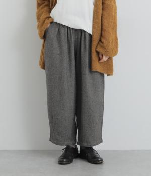 ヘリンボーンタックパンツ(グレー-L)