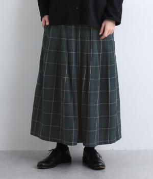 コットンビエラチェックタックワイドパンツ