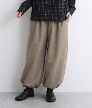 ホームスパン裾ゴムパンツ(ベージュ-M)