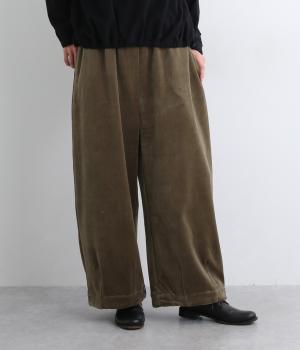 コットン別珍ワイドコクーンパンツ(ブラウン-M)