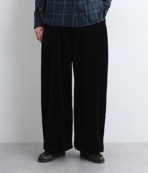 コットン別珍ワイドコクーンパンツ(クロ-L)