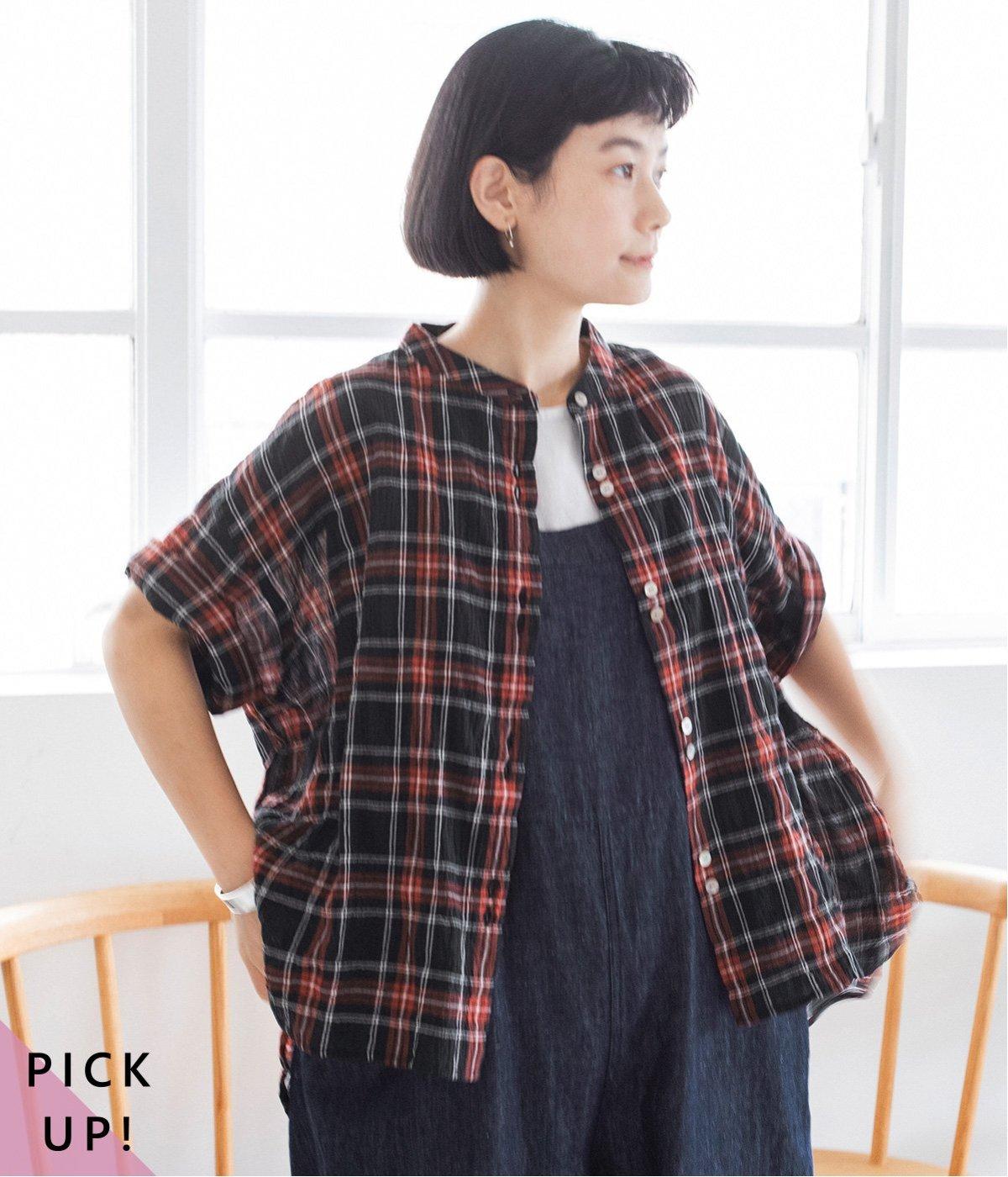 シャーリングシアーチェック柄シャツ