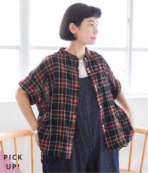 シャーリングシアーチェック柄シャツ