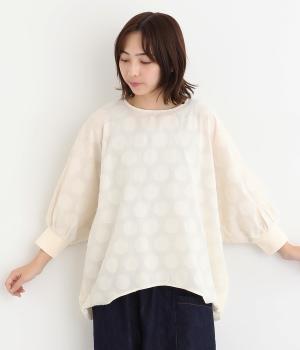 コットンドビーサークル柄袖口リブドルマンブラウス(キナリ-ONESIZE)