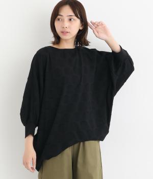 コットンドビーサークル柄袖口リブドルマンブラウス(クロ-ONESIZE)