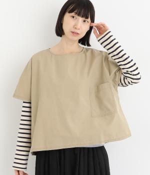 コットンダンプバイオウォッシュ加工ポケット付プルオーバー