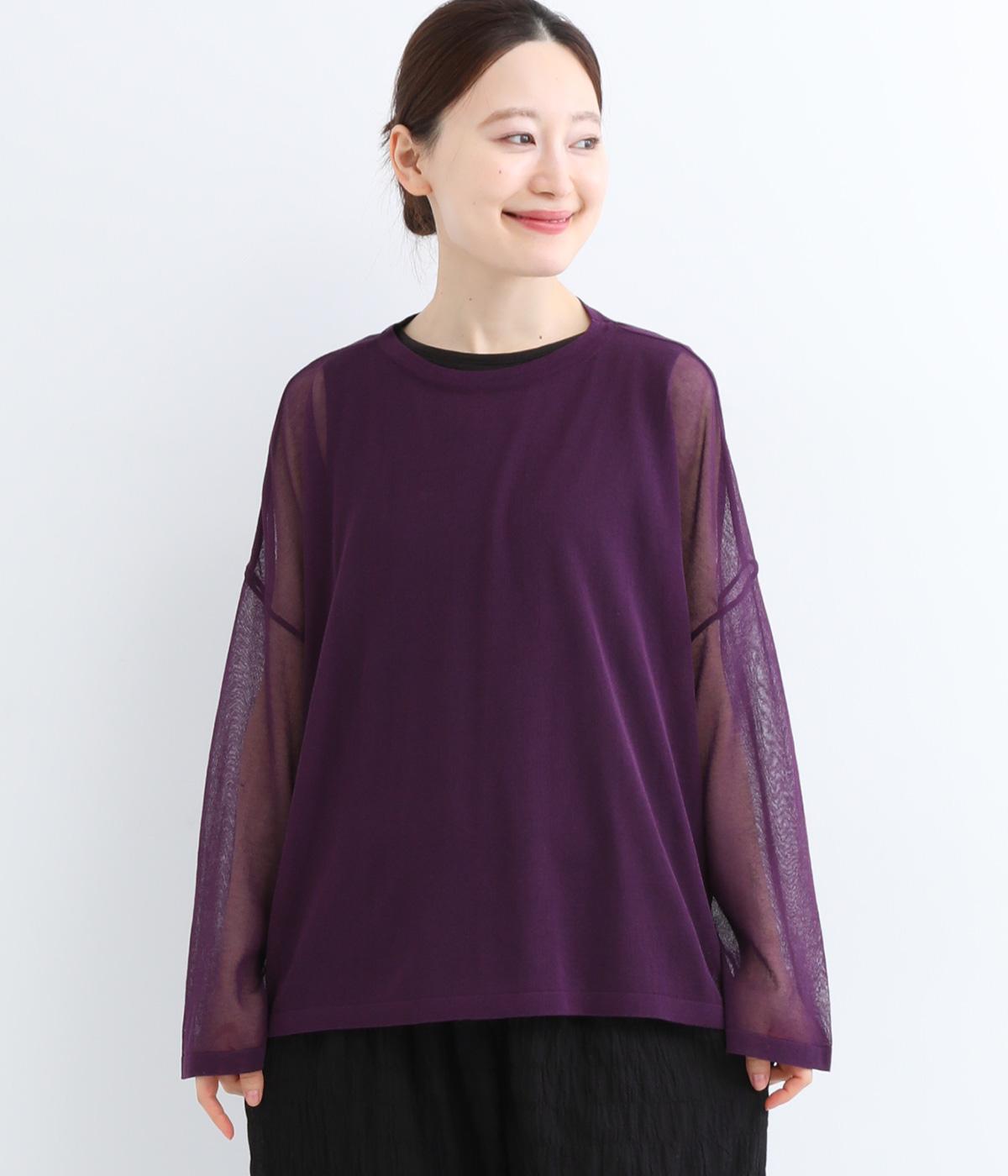 シアー天竺サイドスリットプルオーバー(パープル-F)