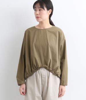 コットンハイカウント裾ゴムプルオーバー(モカ-L)