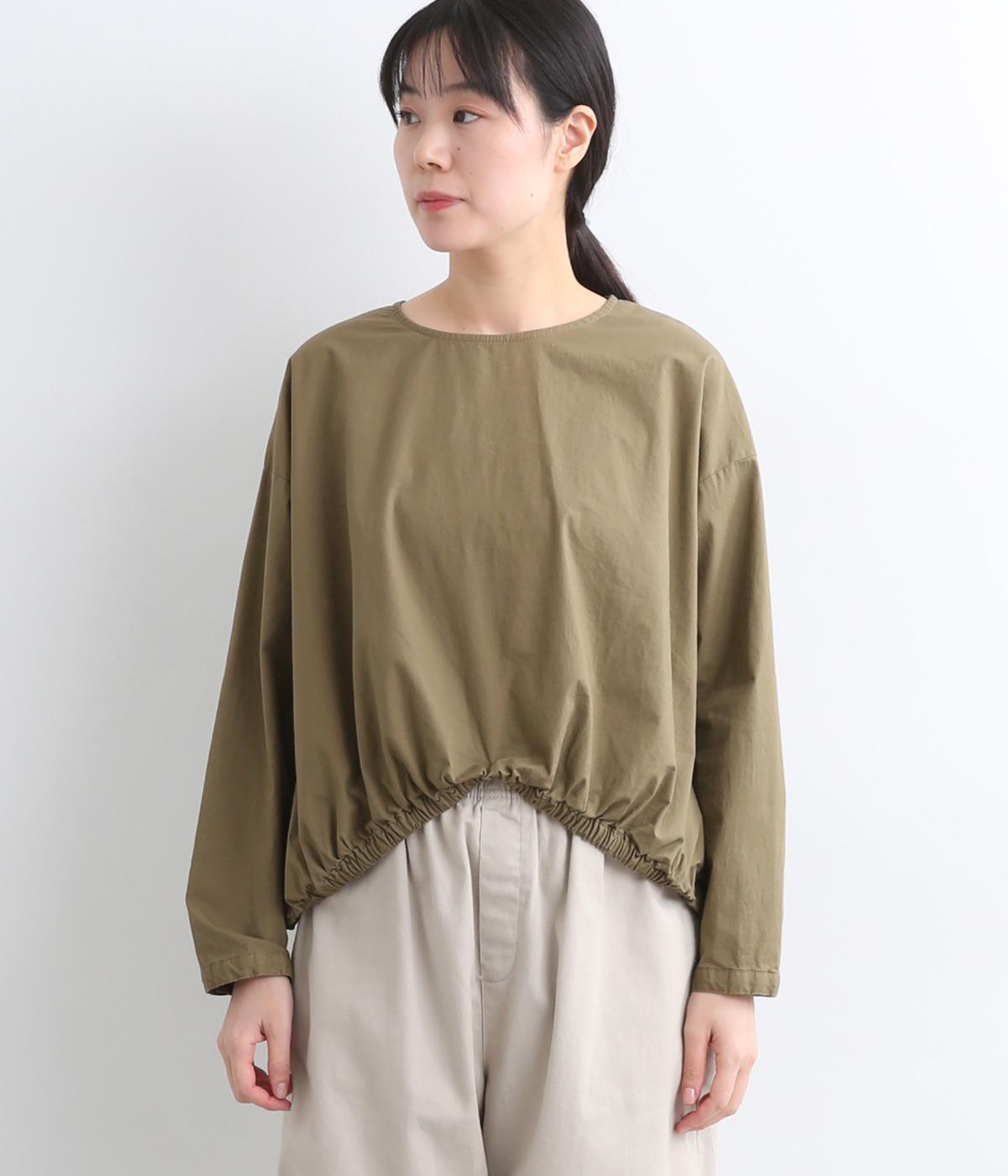 コットンハイカウント裾ゴムプルオーバー(モカ-M)