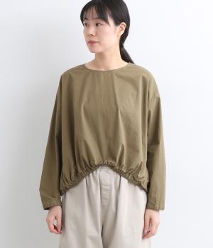 コットンハイカウント裾ゴムプルオーバー(モカ-M)