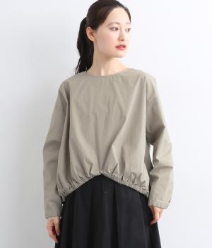 コットンハイカウント裾ゴムプルオーバー(グレージュ-L)