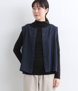 デニムドットジャカード2wayベスト(ネイビー-L)