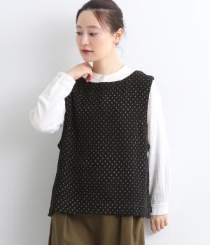 デニムドットジャカード2wayベスト(ブラック-L)