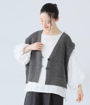 片あぜボタン付きベスト(チャコール-L)