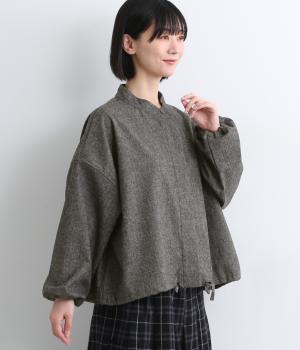 ホームスパン裾リボンシャツ(グレー-M)