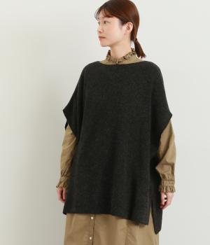 あぜ編みワイドニットベスト(チャコール-F)