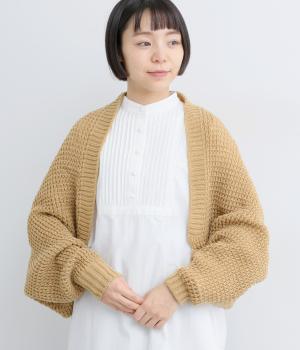 あぜ編みニットボレロ(ベージュ-F)