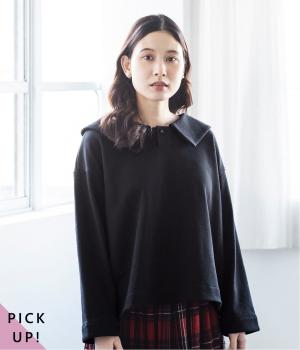 別注｜大きめ襟の裏毛プルオーバー(ブラック-ML)