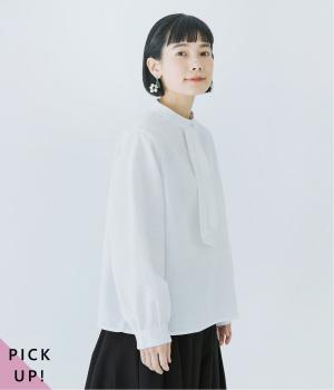別注｜リネンコットンボウタイブラウス(オフホワイト-M)