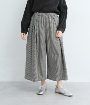 コットンヒッコリーワイドパンツ