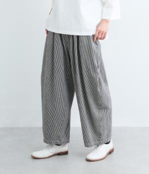 コットンヒッコリータックバレルパンツ
