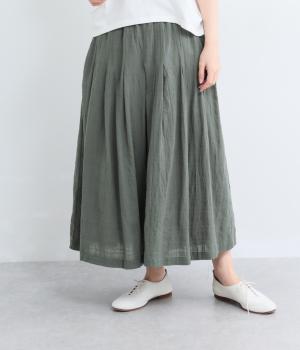 コットンボイル　シャドーチェックワイドパンツ(ダークグレー-L)