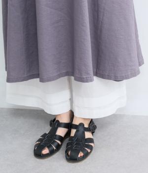 コットンローン裾タックペチパンツ(オフ-L)