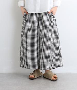 ギンガムリップル加工パンツ(クロ-L)
