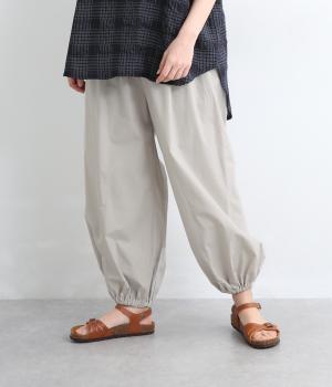 コットンダンプバイオウォッシュ加工　裾ゴムバルーンパンツ(ライトグレー-L)