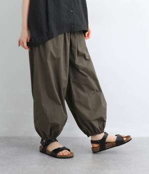 コットンダンプバイオウォッシュ加工　裾ゴムバルーンパンツ(チャコール-L)