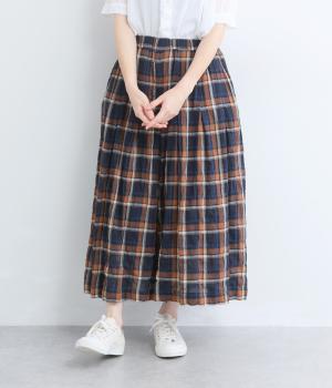 シャーリングチェックガウチョパンツ