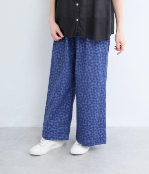 くずれ団子プリント裾タックパンツ(ネイビー-L)
