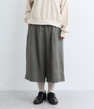 リネンオックスミドル丈パンツ（チャコール・F）