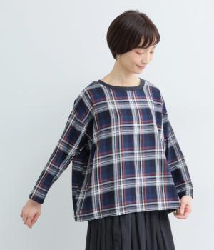 コットンチェック　リブプルオーバー