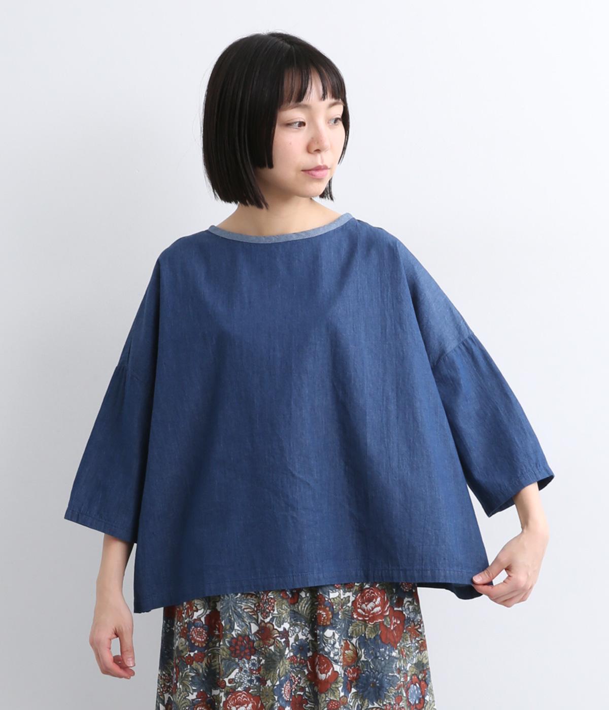 コットンデニムプルオーバー(ブルー-M)