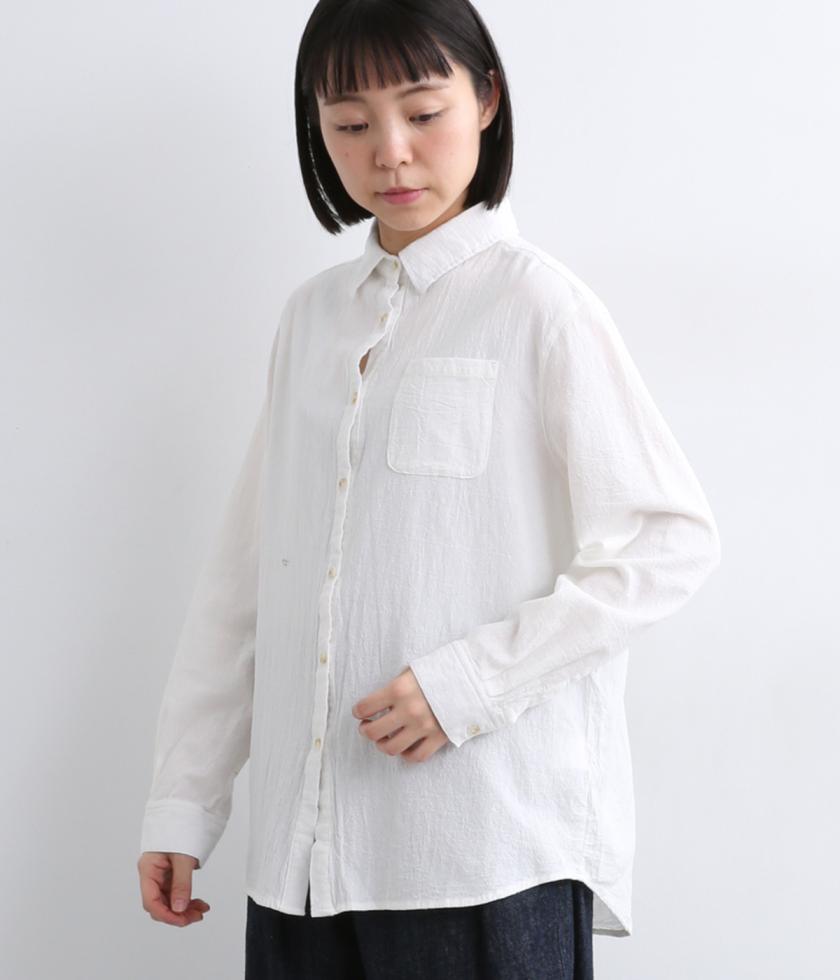 コットンオックス襟付きベーシックシャツ