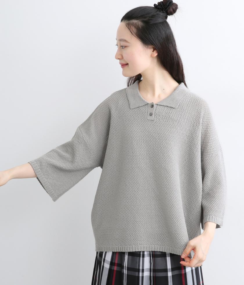 鹿の子編みニットポロシャツ
