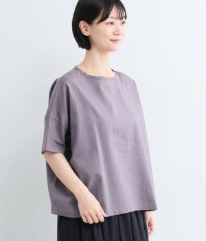 リネンコットン　プルオーバーブラウス(グレー-F)