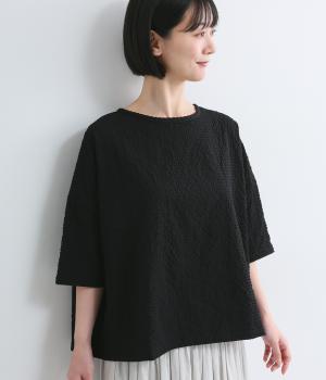 リップル　プルオーバーブラウス(クロ-L)