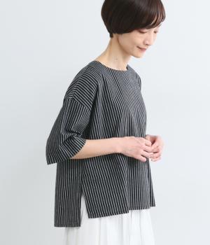 ペンシルストライプ　プルオーバーブラウス(クロ-L)