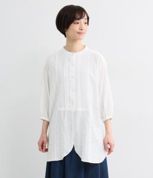 コットンドビー　切替チュニックブラウス(オフ-L)