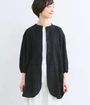 コットンドビー　切替チュニックブラウス(クロ-L)