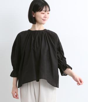 キャッチワッシャー　2way袖フリルブラウス(クロ-L)
