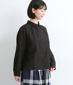キャッチワッシャー　ギャザーフレアブラウス(クロ-L)